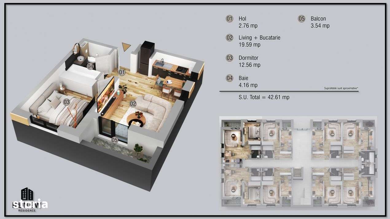 Garsoniera in zona Militari Residence finalizare aprilie 2026 - Imagine principală: 5/7
