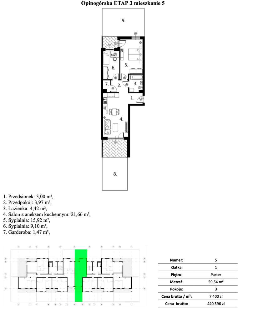 Już w sprzedaży !!!  Etap III Apartamenty Opinogórska  - 59,54 m2-1