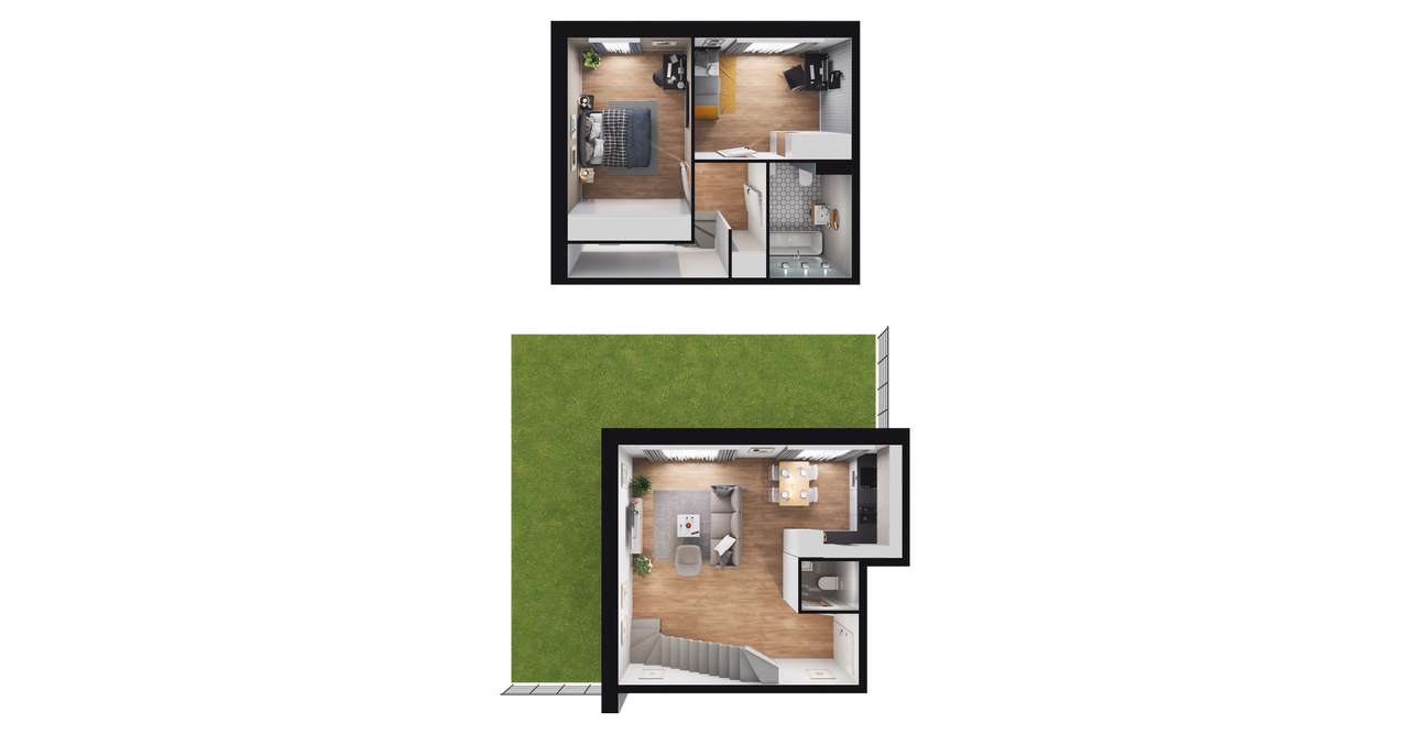 3-pokojowe mieszkanie 66m2 + ogródek - Pełny obrazek: 2/7