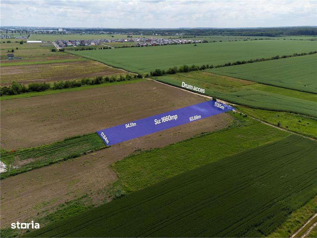 BUFTEA - FLAMANZENI,TEREN INTRAVILAN 1660 MP,DESCHIDERE 17 M,ASFALT 70 - Imagine principală: 3/5