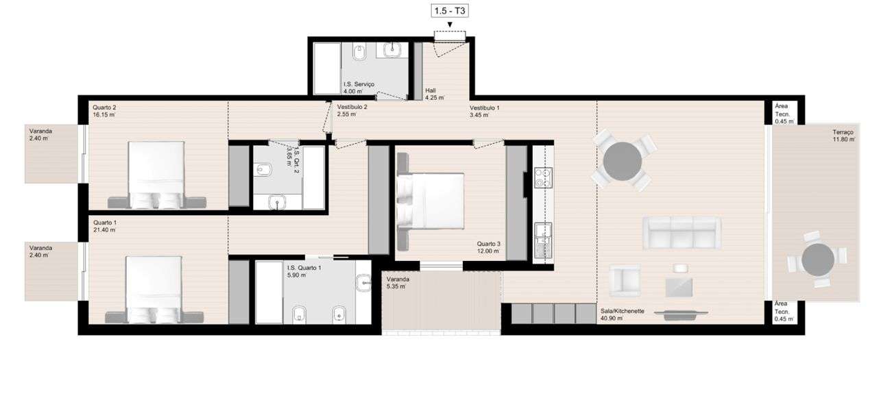 White II junto praias, T3 Luxo, Qualidade e Conforto, BOX 2 carros - Grande imagem: 3/31