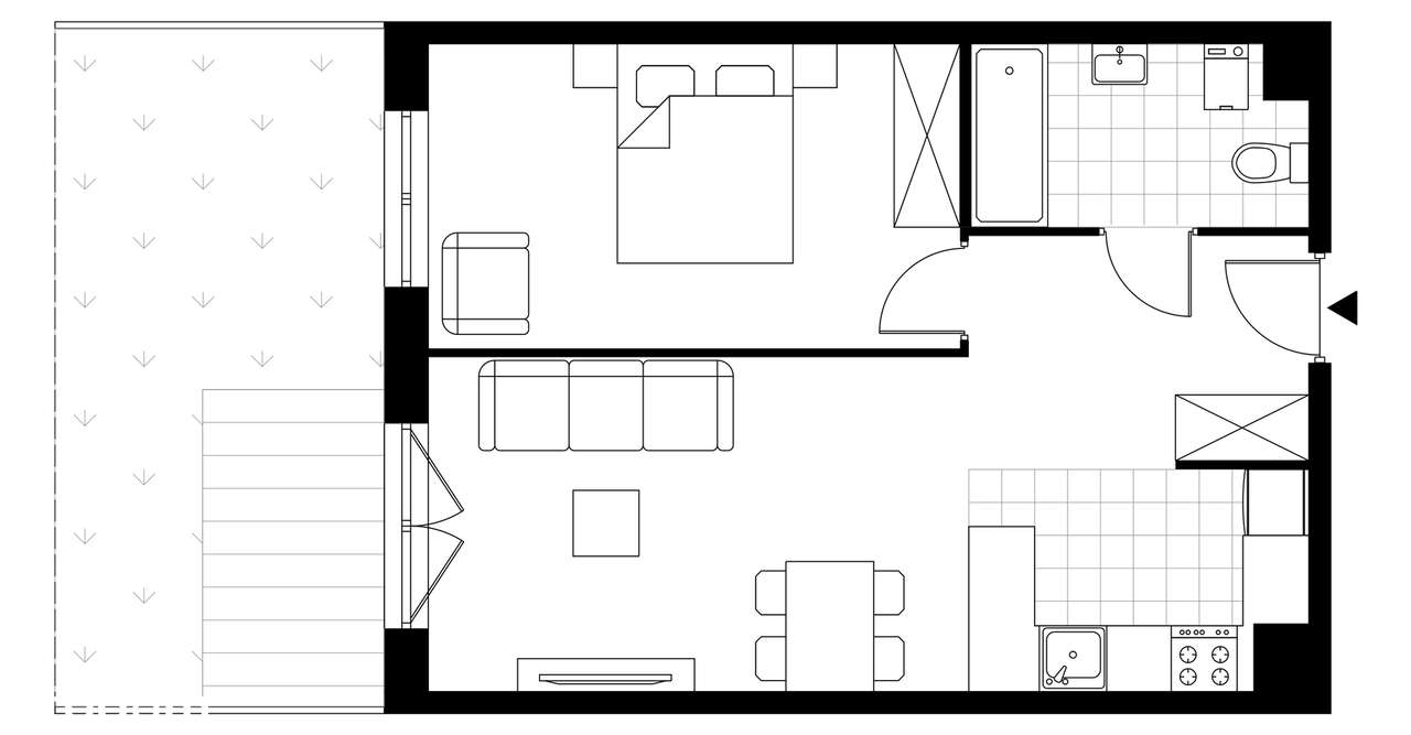 2-pokojowe mieszkanie 44m2 + ogródek Bezpośrednio - Pełny obrazek: 3/7