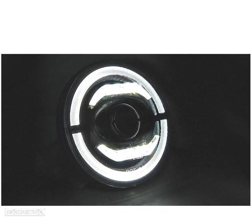 CONJUNTO DE FARÓIS PARA JEEP WRANGLER TJ LJ JK 96-18 ANGEL EYES LED PRETOS - 3