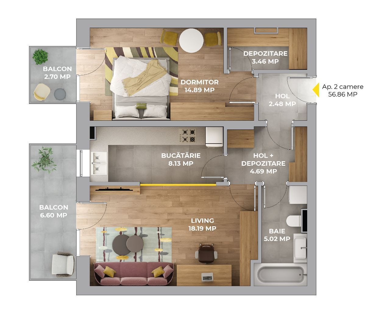 Apartament 2 camere de vanzare in bloc nou, Avantgarden3 Brasov