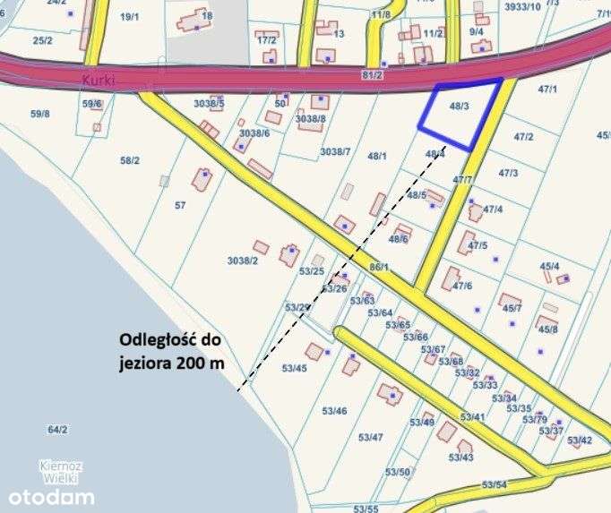 Działka budowalna we wsi Kurki 200 m od jeziora, wydane WZ-19