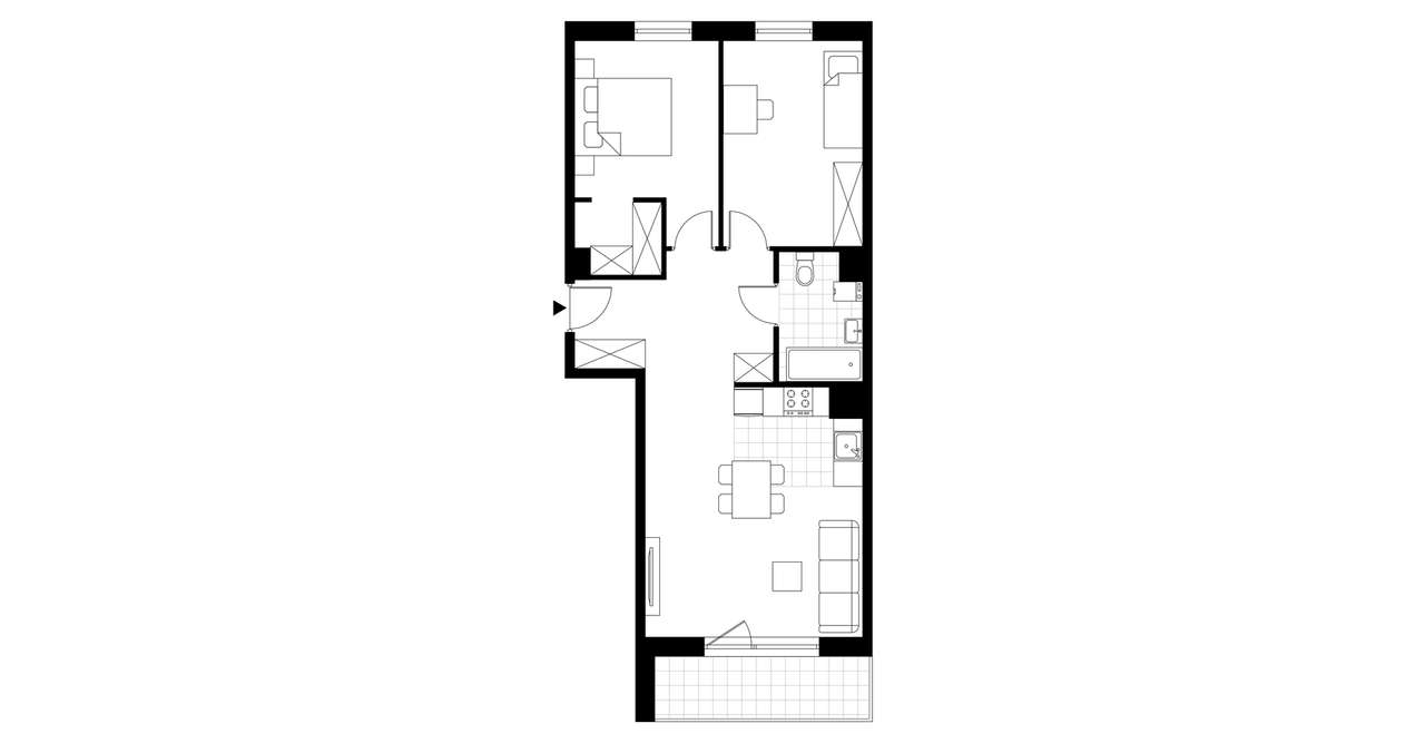 3-pokojowe mieszkanie 63m2 + loggia - Pełny obrazek: 3/8
