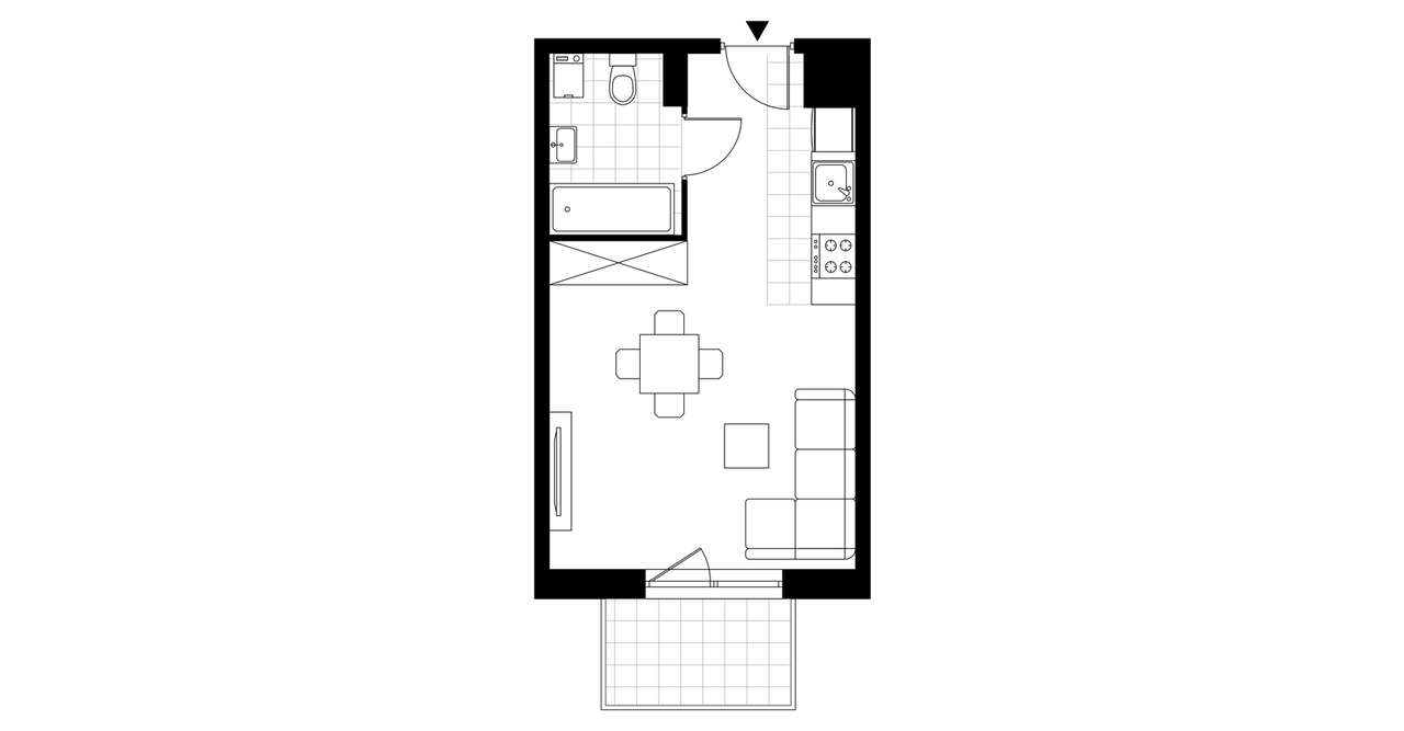 1-pokojowy apartament inwestycyjny 27m2 + balkon - Pełny obrazek: 3/8