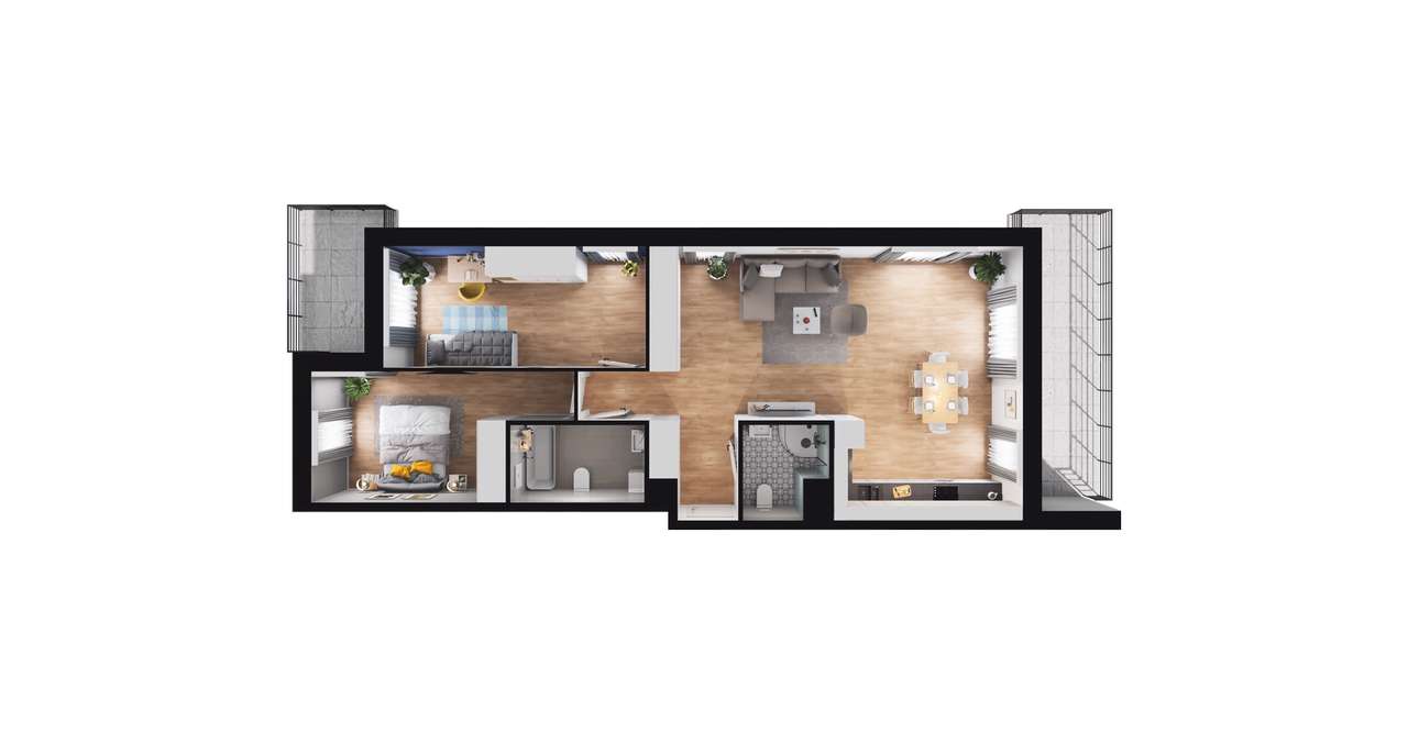 3-pokojowe mieszkanie 75m2 + taras Bezpośrednio - Pełny obrazek: 2/8