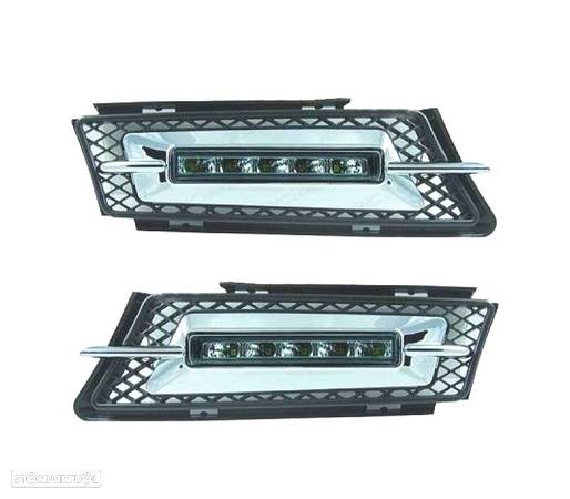 GRELHAS LUZ DIURNA LED PARA BMW E90 E91 05-08 FRISO CROMADO - 1