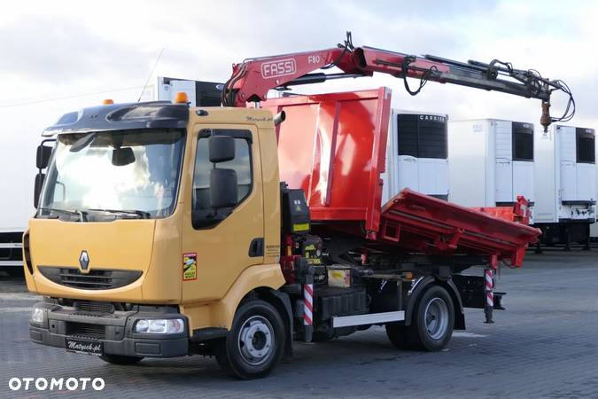 Renault MIDLUM 190 DXI / 4X2 / 2 STRONNA WYWROTKA / HYDROBURTA / + HDS FASSI F 80 / MANUAL / EURO 5 - 1