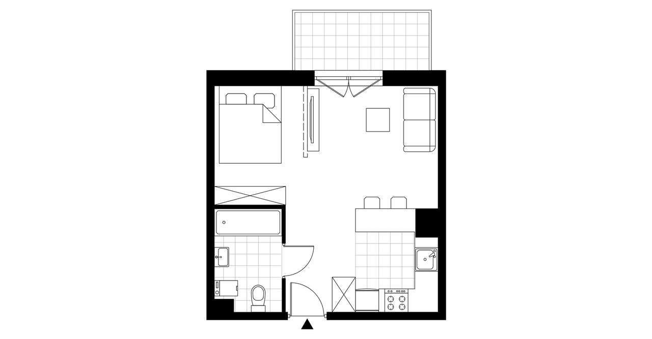 1-pokojowe mieszkanie 33m2 + balkon - Pełny obrazek: 3/8
