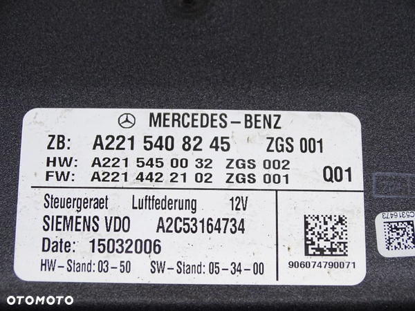 Mercedes S W221 Sterownik komputer zawieszenia AirMatic 2215408245 - 2