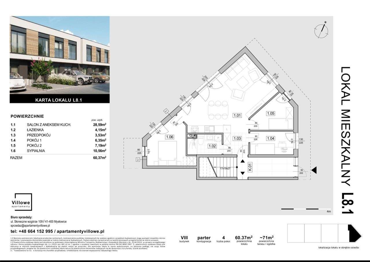 3 pokojowy apartament+PONAD 70 m2 ogródek - Pełny obrazek: 2/7