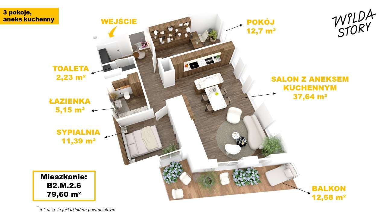 Wilda Story | TOP! | mieszkanie B2.M.2.6 - Pełny obrazek: 3/12