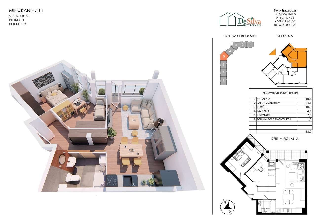 Mieszkanie 3 pokojowe z aneksem na parterze koło lasu blisko centrum - Pełny obrazek: 3/18