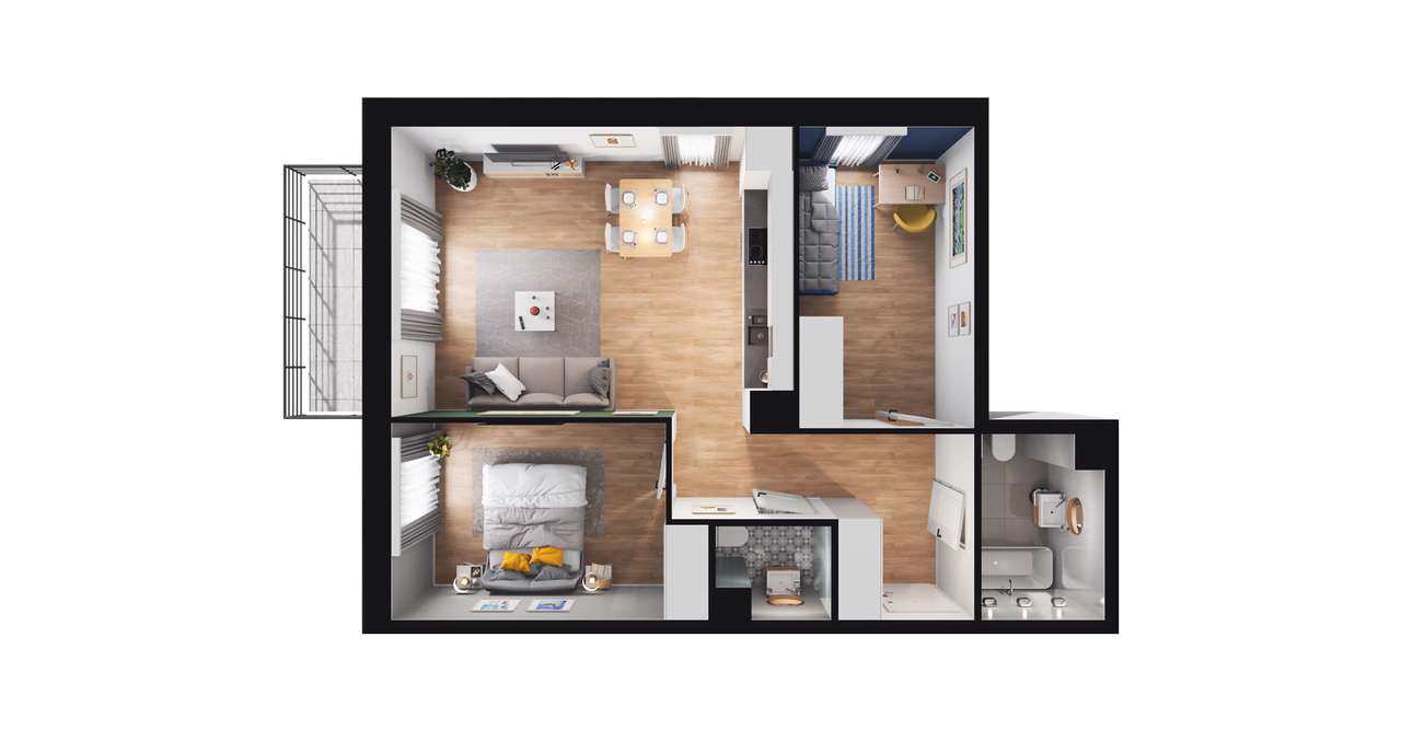 3-pokojowe mieszkanie 56m2 + balkon Bez Prowizji - Pełny obrazek: 2/8