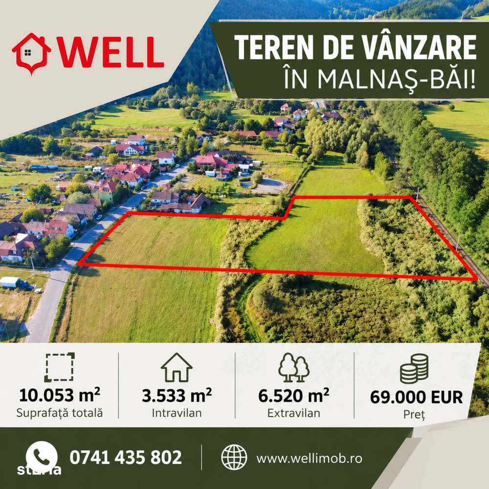 Teren parțial intravilan de vânzare în Malnaș-Băi!-0