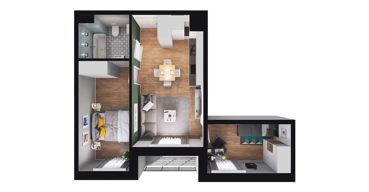 3-pokojowe mieszkanie 40 m² + balkon Bez Prowizji – pohled 3