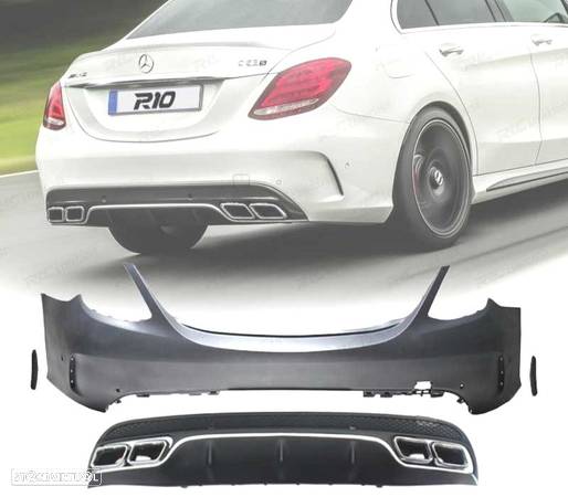 PARA-CHOQUES TRASEIRO PARA MERCEDES W205 LOOK C63 14-18 PONTEIRAS DE ESCAPE - 1