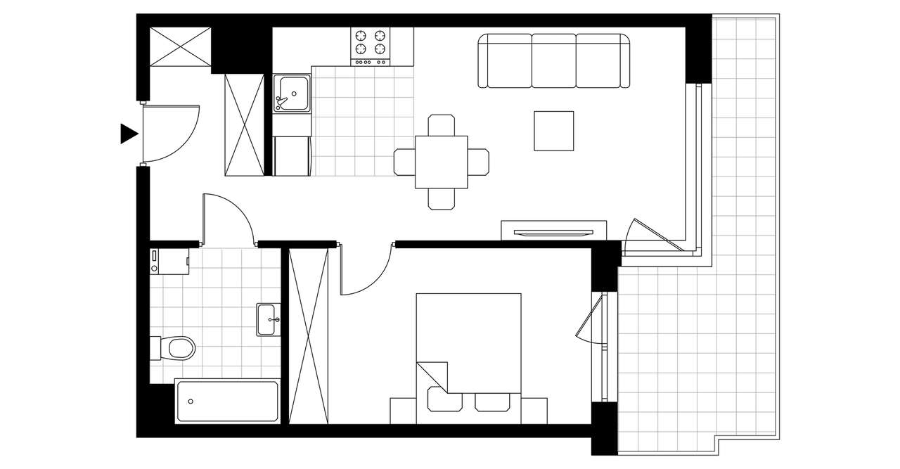 2-pokojowe mieszkanie 41m2 + balkon Bezpośrednio - Pełny obrazek: 3/8