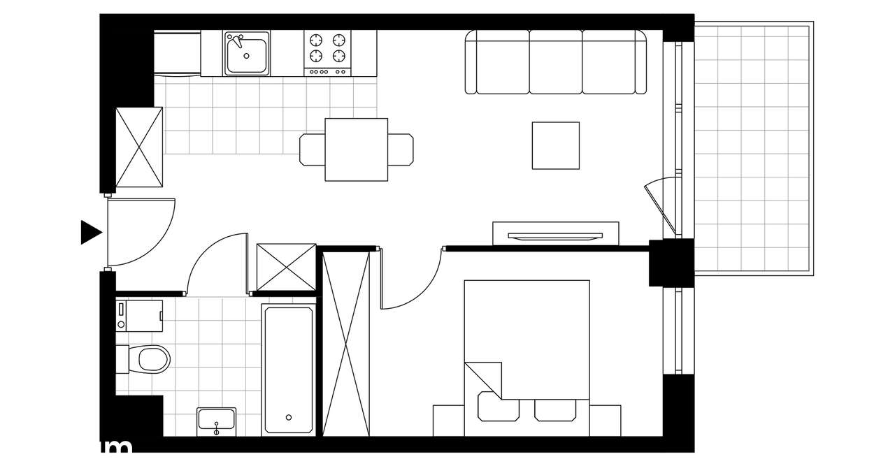 2-pokojowy apartament inwestycyjny 32m2 + balkon - Pełny obrazek: 3/8