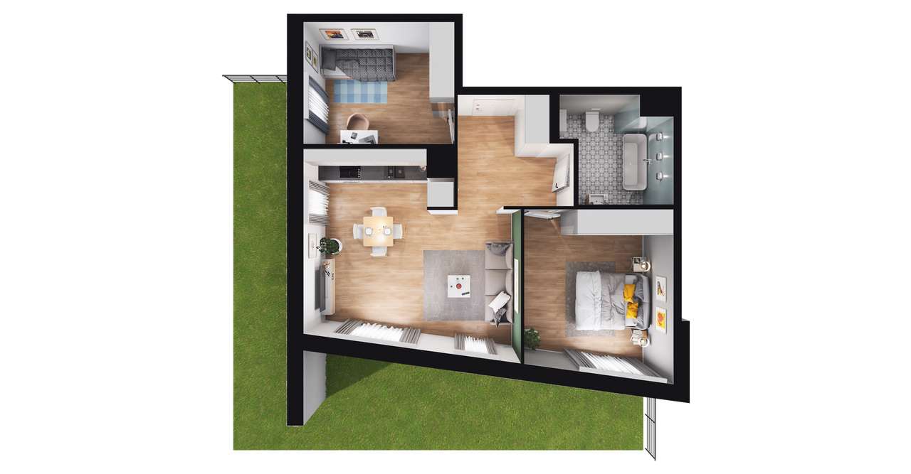 3-pokojowe mieszkanie 57m2 + ogródek Bezpośrednio - Pełny obrazek: 3/9