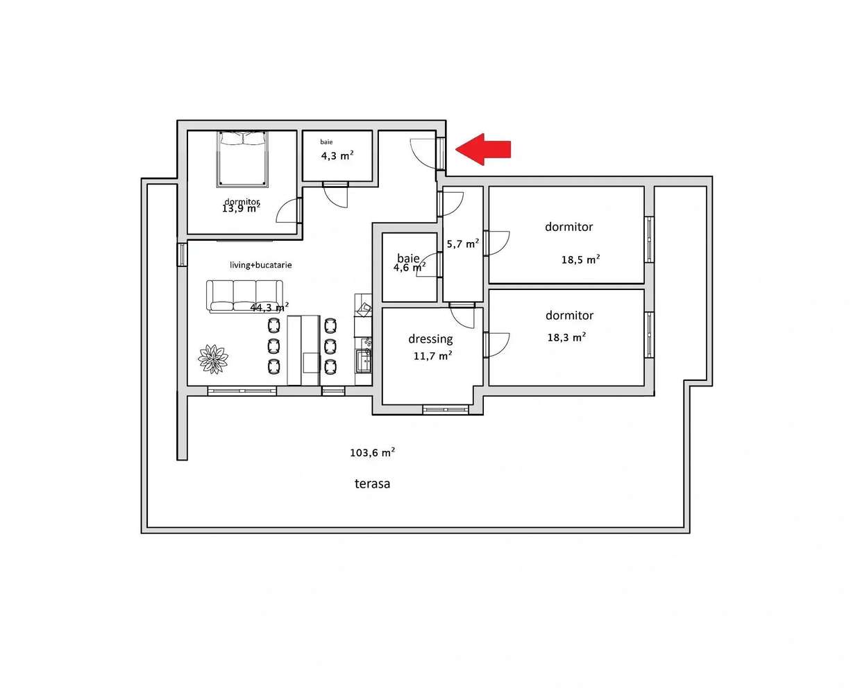Penthouse Cu Terasa 4 Camere Titan Nzeb | Panouri Fotovoltaice Pompa - Imagine principală: 2/9