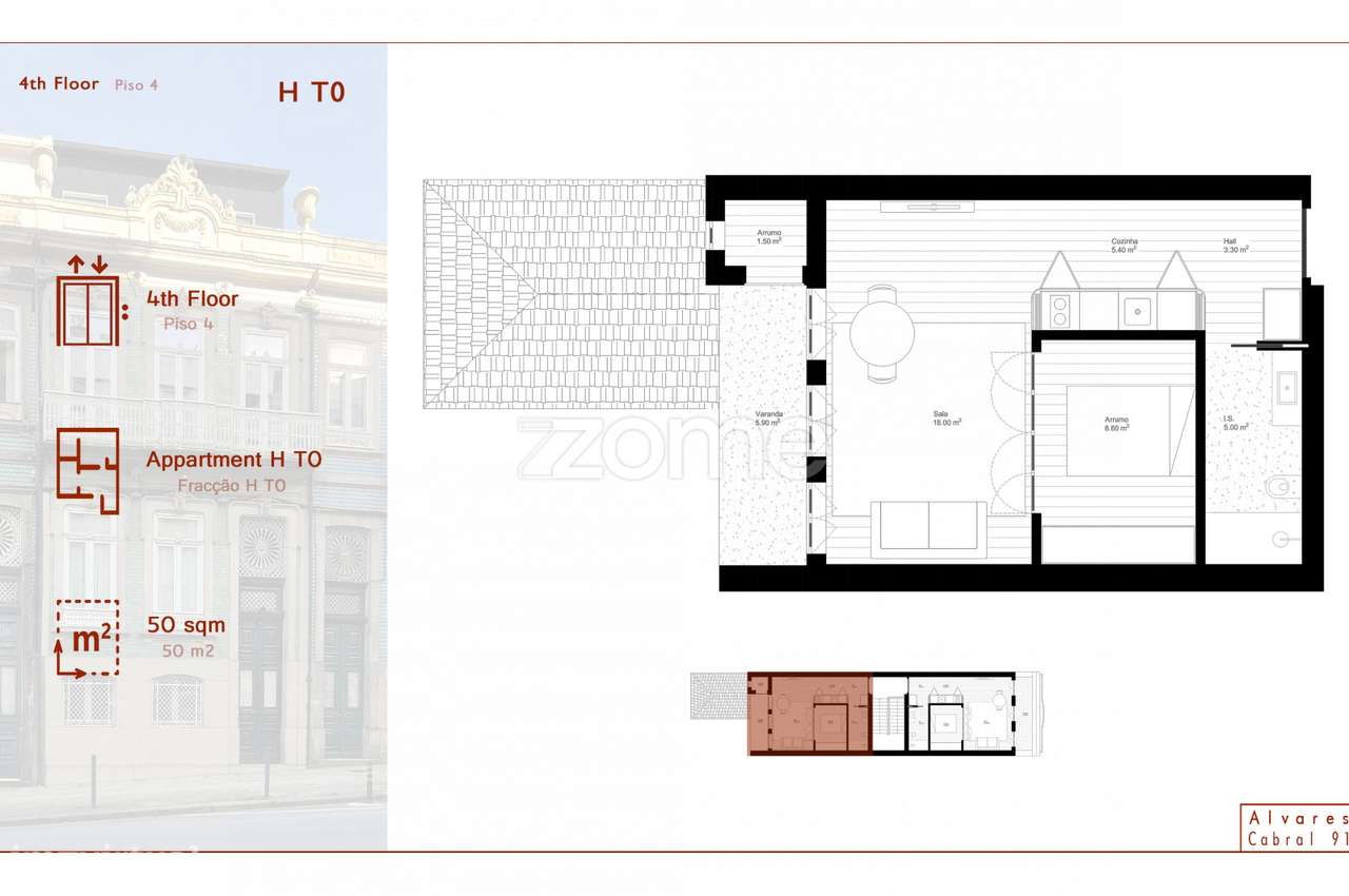 Royal Álvares Cabral apartamentos exclusivos T0+1 trás (Fração H) - Grande imagem: 4/8