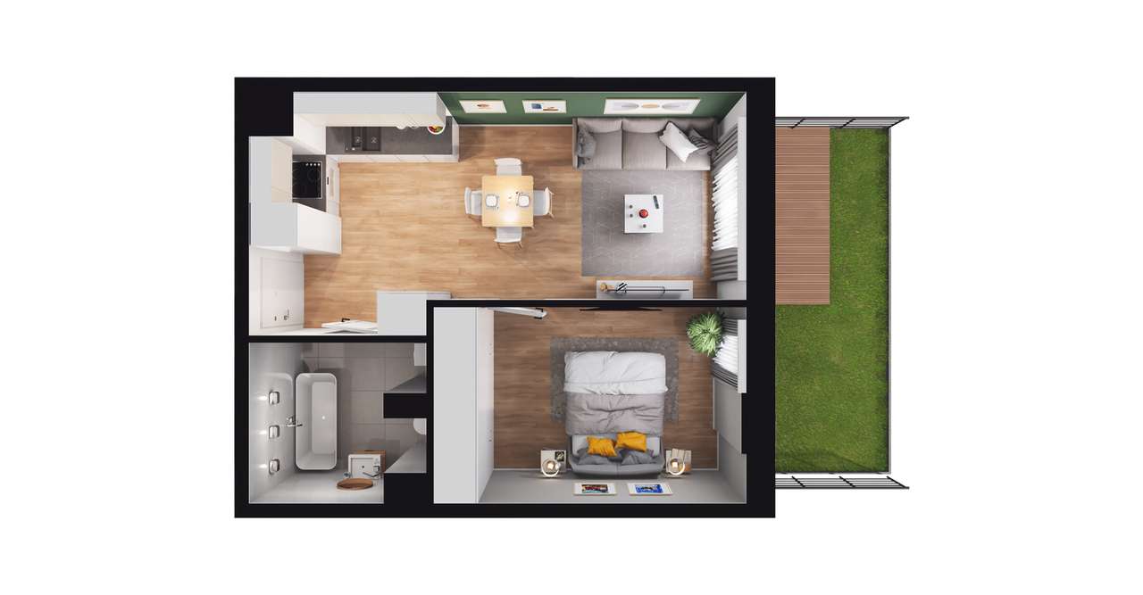 2-pokojowe mieszkanie 37m2 + ogródek Bezpośrednio - Pełny obrazek: 2/8