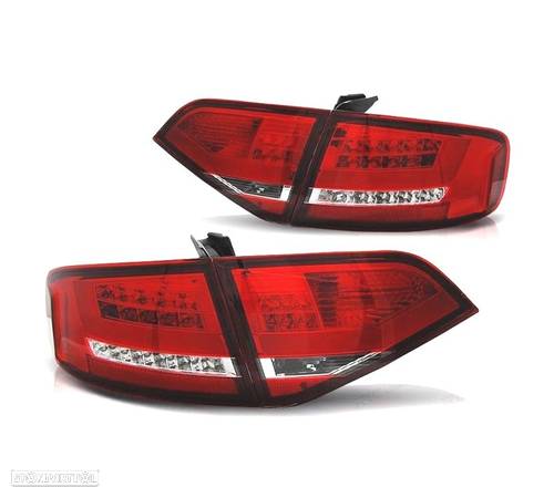 FAROLINS TRASEIROS PARA AUDI A4 B8 07-11 LIGHT BAR VERMELHO CROMADO - 1