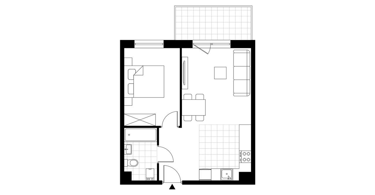 2-pokojowe mieszkanie 41m2 + balkon - Pełny obrazek: 4/9