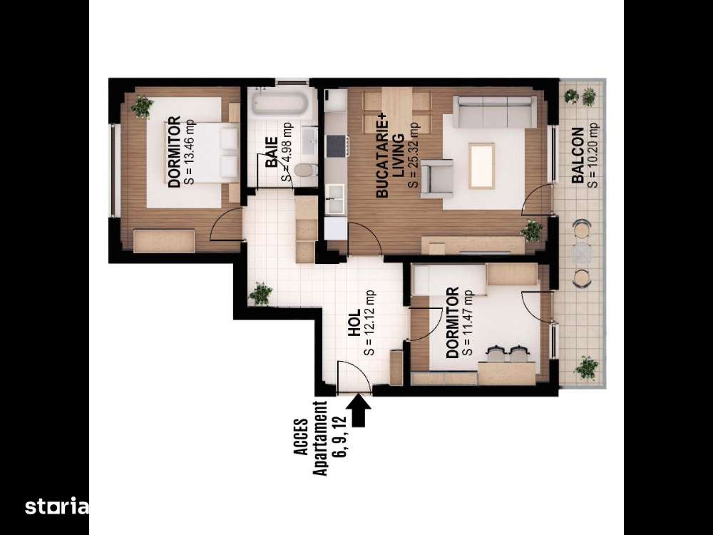 Apartament 3 camere, foarte spatios, centrala, parcare, bloc finalizat - Imagine principală: 1/19