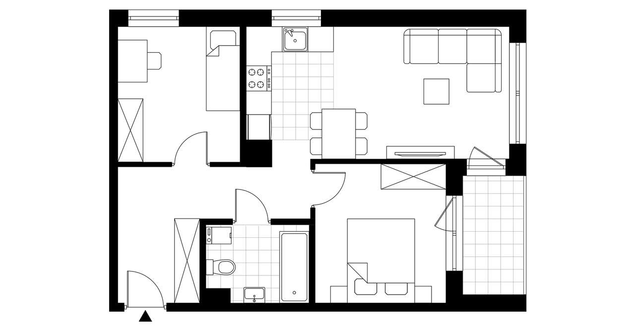3-pokojowe mieszkanie 52m2 + balkon - Pełny obrazek: 3/8