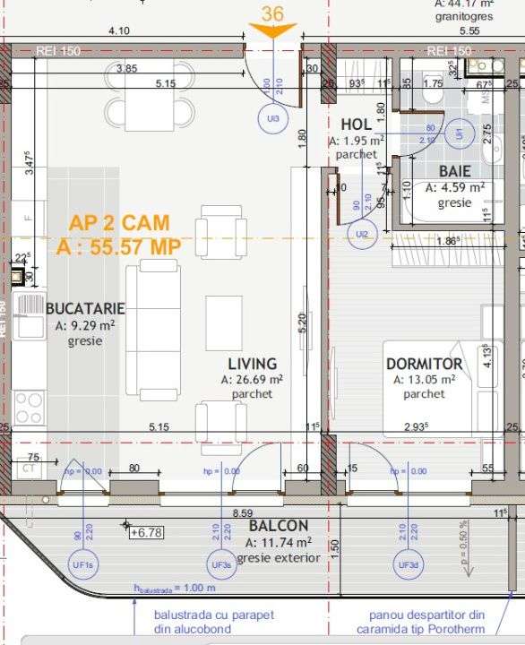 Apartament 2 camere, semidecomandat, semifinisat, 55,57 mp , zona Eroi - Imagine principală: 5/5
