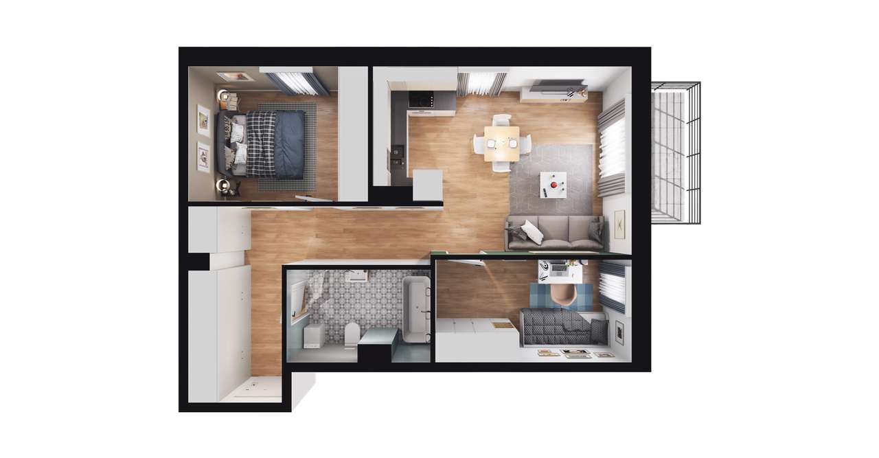 3-pokojowe mieszkanie 53m2 Bez Pośredników - Pełny obrazek: 2/8