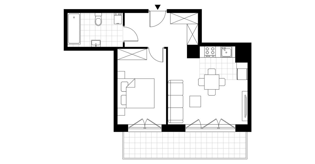2-pokojowe mieszkanie 40m2 + balkon Bezpośrednio - Pełny obrazek: 3/8