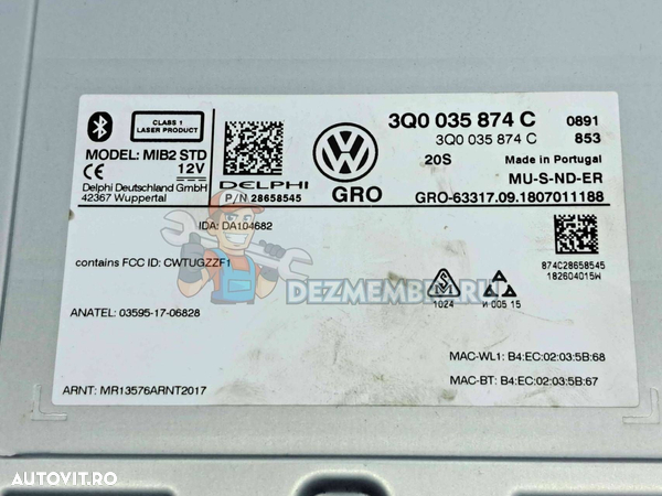 Unitate navigatie Volkswagen Passat B8 Variant (3G5) [Fabr 2015-prezent] 3Q0035874C - 2