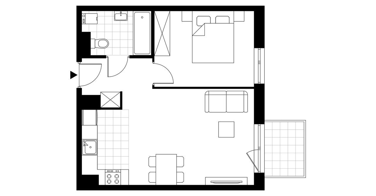 2-pokojowe mieszkanie 43m2 + balkon Bezpośrednio - Pełny obrazek: 3/8