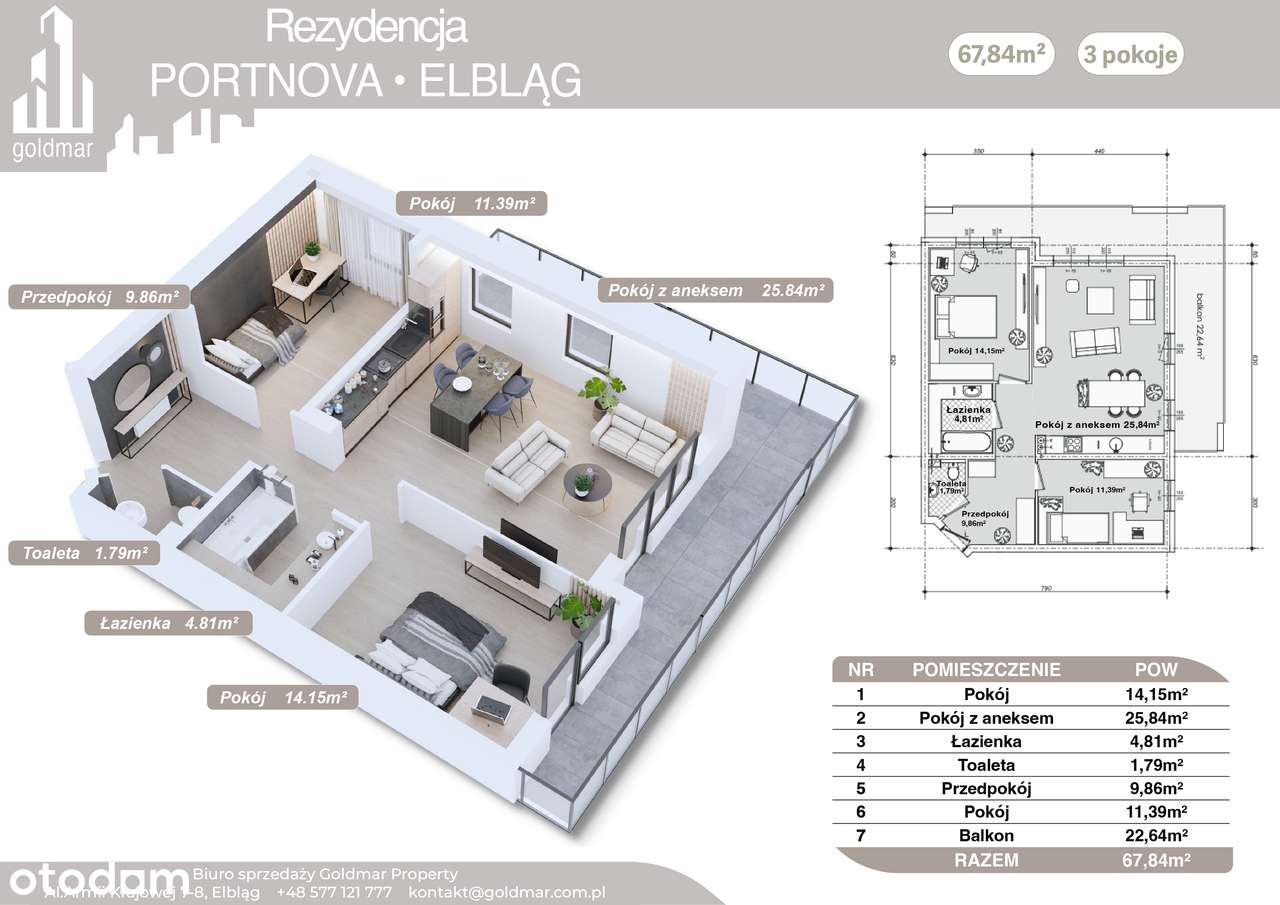 3-pokojowe mieszkanie 67m2 + ogródek Bez Prowizji - Pełny obrazek: 3/8