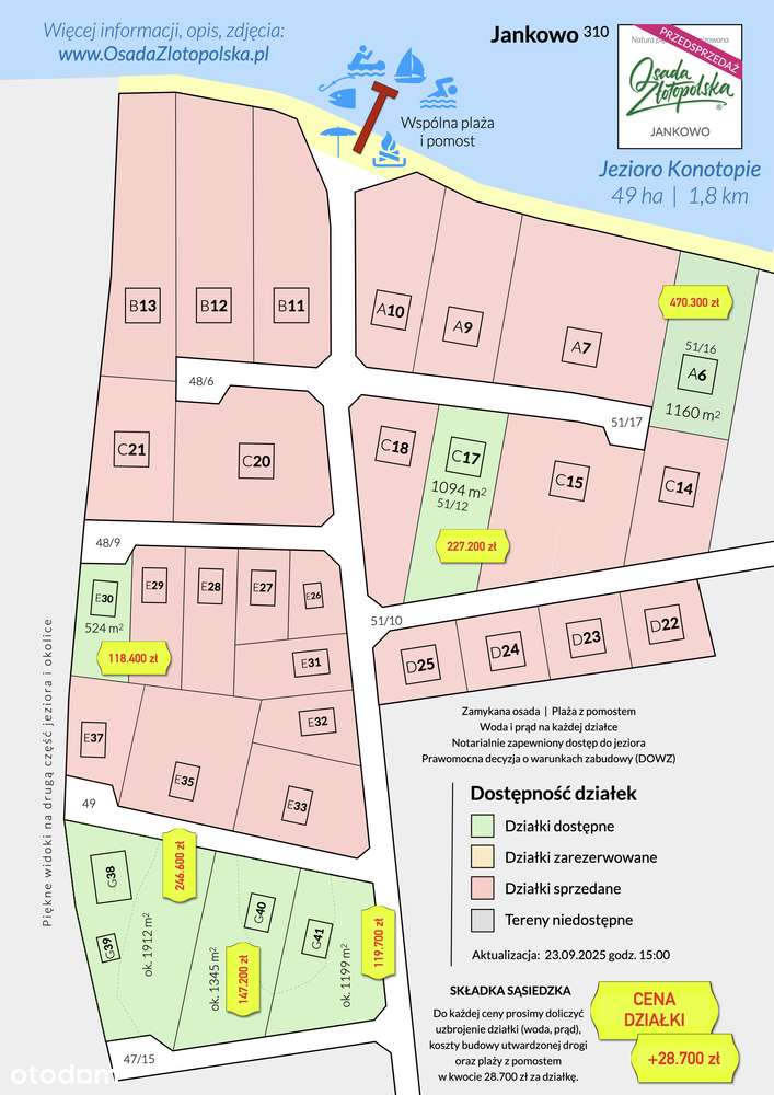 PRZEDSPRZEDAŻ DZIAŁEK nad jeziorem (media, plaża, WZ)-19