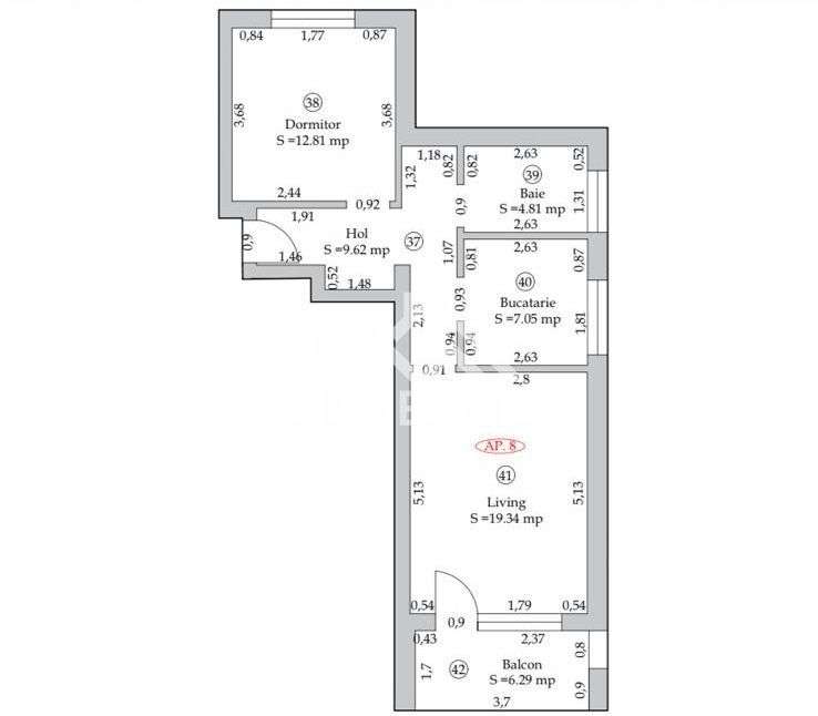 Apartament 2 camere, 54 mp + balcon 6 mp,la 10 min de centrul Sibiului-9