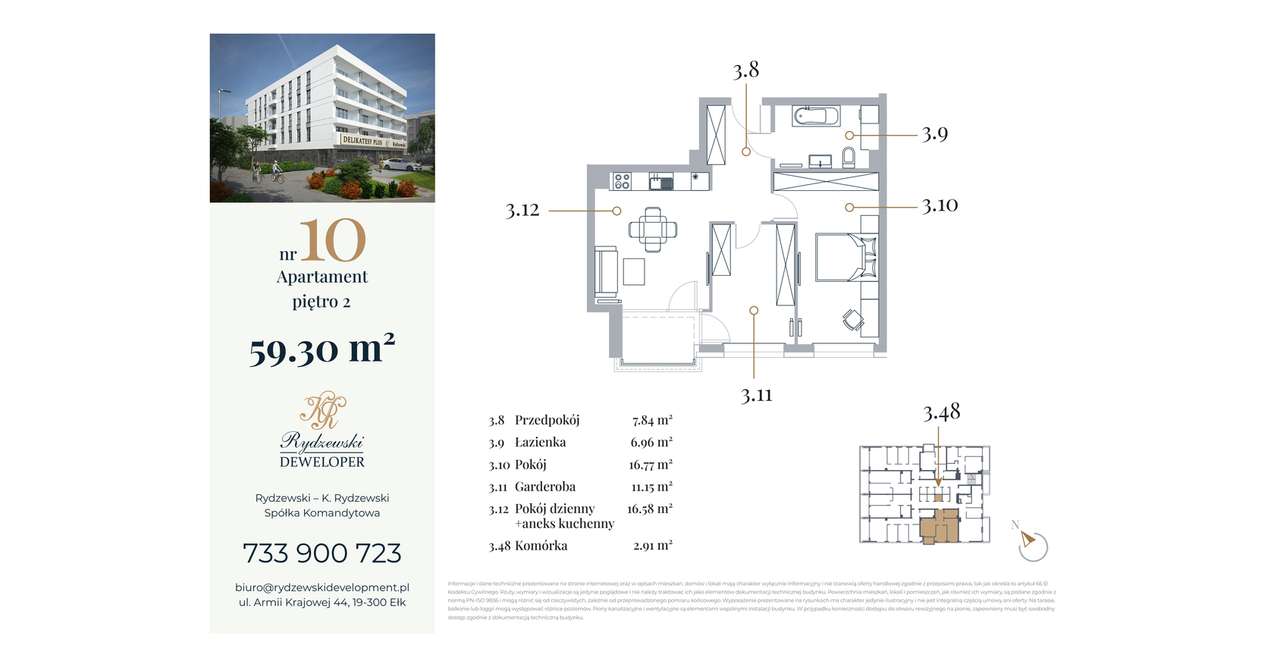 2-pokojowe mieszkanie 59m2 Bezpośrednio - Pełny obrazek: 2/6