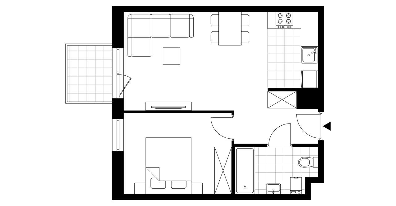 2-pokojowe mieszkanie 41m2 + balkon Bez Prowizji - Pełny obrazek: 3/8