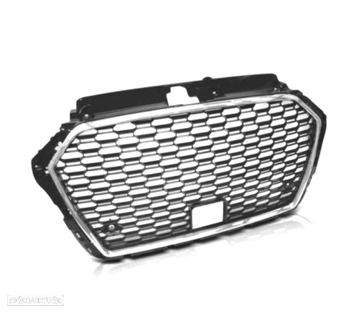 GRELHA LOOK RS3 PARA AUDI A3 8V 16-19 PRETO CROMADO - 3