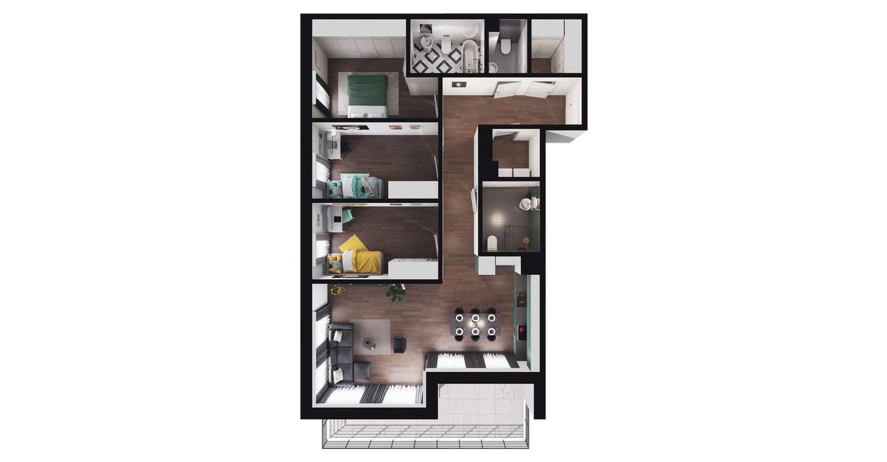 4-pokojowe mieszkanie 96m2 + balkon - Pełny obrazek: 2/8