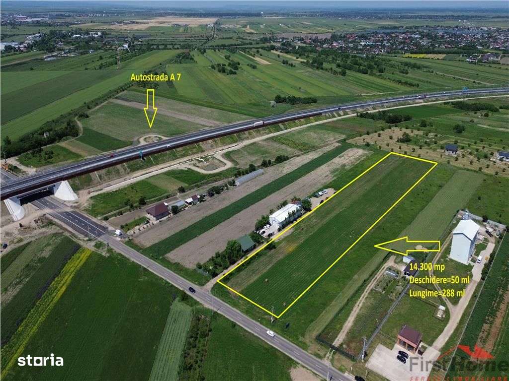 Teren 14.300 mp, D=50 ml, langa nod autrostrada A7 - Imagine principală: 1/9