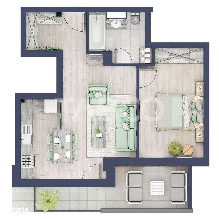 Apartament la parter cat un etaj 1 cu 47 mp utili 2 camere Turnisor - Imagine principală: 3/4