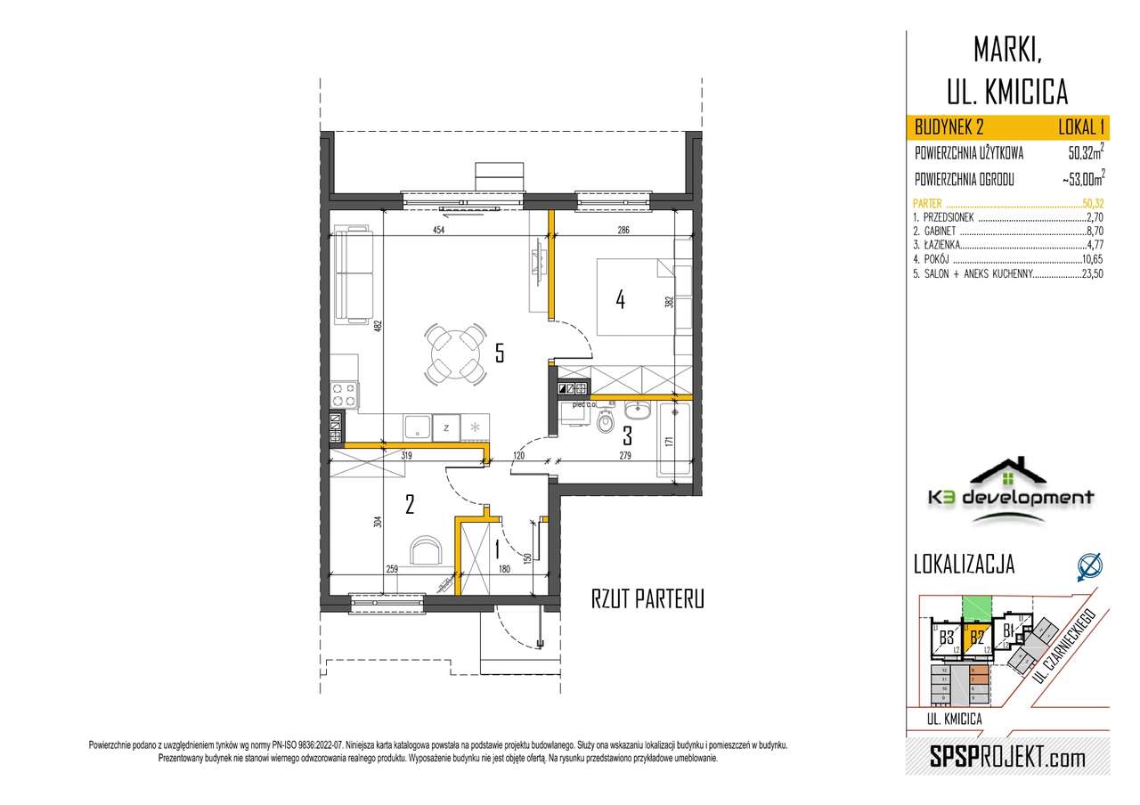 Mieszkanie 50,3m2 parter, ogródek, dwa miejsca - Marki k. W-wy-6