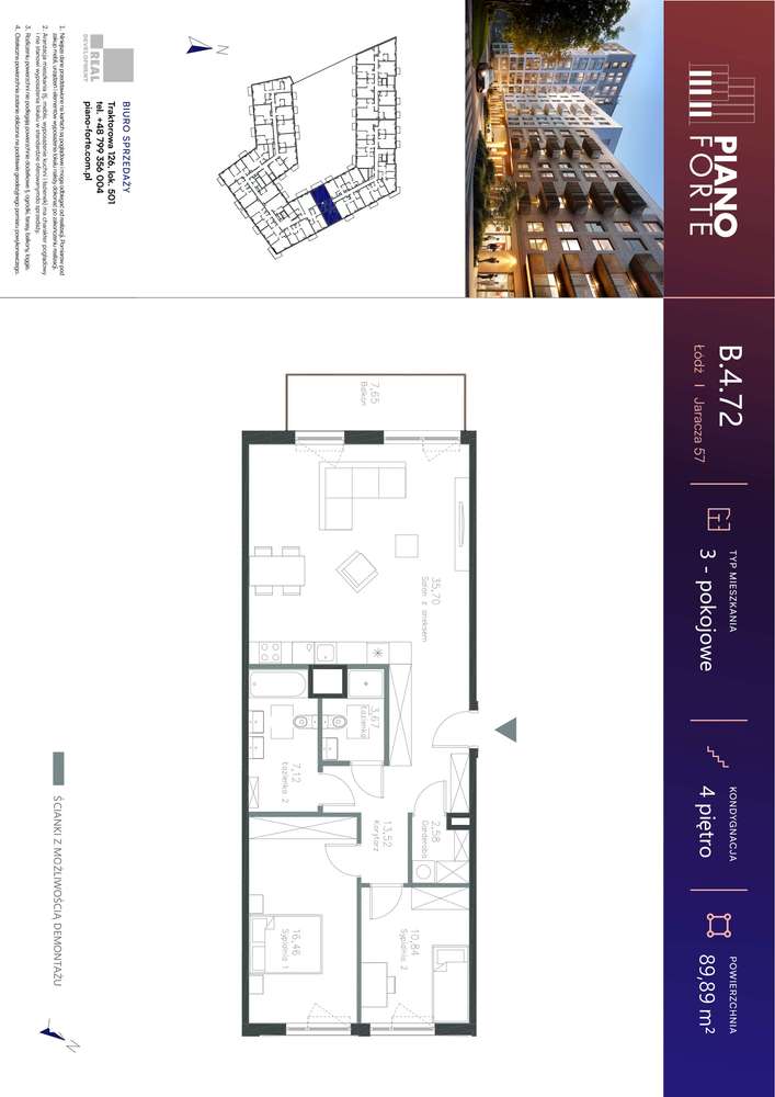 4-pokojowe mieszkanie 89m2 + balkon Bez Prowizji - Pełny obrazek: 2/7