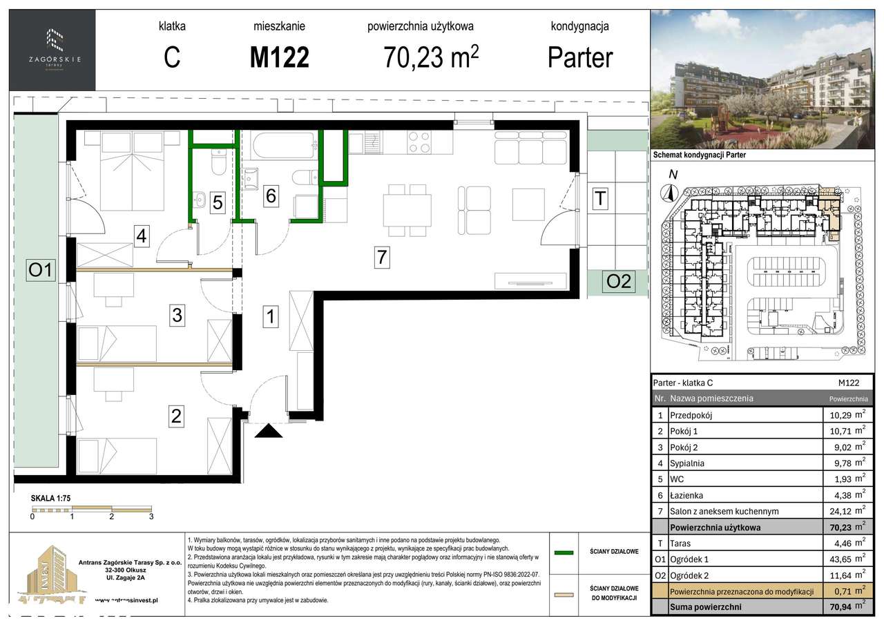 4-pokojowe mieszkanie 70m2 + ogródek Bez Prowizji - Pełny obrazek: 2/8